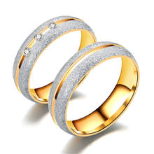 Парные кольца 6 мм из нержавеющей стали с блестящим кубическим цирконием, модные обручальные кольца золотого цвета для женщин и мужчин, Винтажные Ювелирные Изделия 2024 - купить недорого