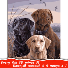 Cross Stitch Diamond Embroidery Diamond Painting "3 Labrador Dog" Patterns Full Drill DIY 5D  Rhinestones Mosaic Decoration 2024 - buy cheap