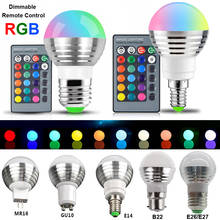 Светодиодная RGB лампа E27/E26/E14/B22/GU10/MR16, 16 цветов 2024 - купить недорого
