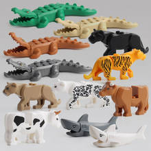 Bloques de construcción de animales para niños, figuras de animales para armar juguete de ladrillos, Tigre, leopardo, elefante, Lobo, tiburón, oso Polar, ballena 2024 - compra barato