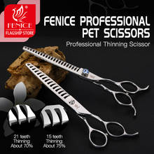 Fenice 7.0 polegada profissional pet grooming desbaste tesoura japão 440c taxa de desbaste aço inoxidável 70%/75% 2024 - compre barato