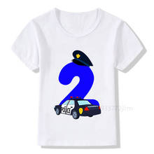 Camiseta con estampado de número de cumpleaños para niños, playera de policía para niño y niña, regalo divertido, 1-9 2024 - compra barato