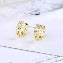 Women's New Fashion Clip Earrings Newest Fresh Shiny Crystal Star Hollow Cuff Earrings Female Golden Earring Jewelry Gifts 2024 - buy cheap