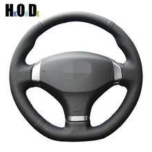 Black PU Artificial Leather Steering Wheel Covers Hand-stitched Car Steering Wheel Cover for 2013 Peugeot 408 2024 - buy cheap