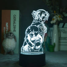Proyector de luz nocturna 3D, lámpara de mesa de Control de teléfono inteligente de Anime, enchufe en 3D, ataque a los Titanes, Annie, Leonhart, decoración de habitación, regalo 2024 - compra barato