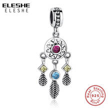 Eleshe atacado colorido cristal dreamcatcher balançar charme 100% 925 prata esterlina na moda grânulo caber pulseiras originais 2024 - compre barato