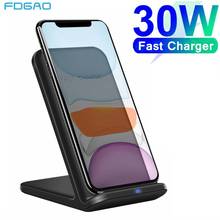 FDGAO-cargador inalámbrico Qi para móvil, base de carga rápida de 30W para Samsung S9, S10, S20, iPhone 12, 11 Pro, XS, XR, X, 8 2024 - compra barato