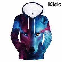 3 To 14 Years Kids Hoodies Ice Fire Wolf 3d boy/girls Hoodie Sweatshirt Cartoon Long Sleeve Tops Children pullover Oversized 2024 - buy cheap