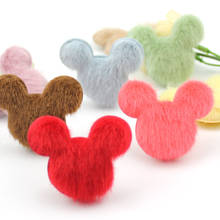 24Pcs 4.2*5cm big size Plush Mouse head Padded Appliques for Children's crafts hair Clip DIY Handmade Headwear Furry Decoration 2024 - buy cheap