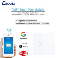EsooLi стандарт ЕС/Великобритании Сенсорное приложение беспроводной дистанционный WIFI переключатель умный дом автоматизация Беспроводная стеклянная панель настенный переключатель Google Home 2024 - купить недорого