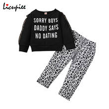 Little Girl\u2019s Long-sleeved Trousers Suit Unique Letter Print T-shirt and Personality Leopard Long Pants 1-5 Years 2024 - buy cheap