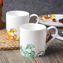 2Pcs Bone China Mug Unique Couple Mugs Ceramic Coffee Mug Set Teacup Leaf Decal White Mug 350ML Milk Cup Creative Gift Drinkware 2024 - buy cheap