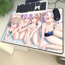 Xgz mouse pad gamer de tamanho grande, estampa bloqueada preta, roupa de banho, para meninas, laptop, pc, tapete de mesa, borracha antiderrapante, tipo universal 2024 - compre barato