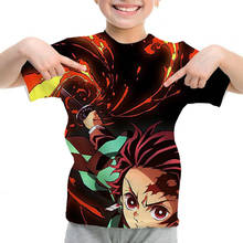 Camiseta infantil de estampa 3d demon slayer, camisetas para meninos e meninas 2024 - compre barato