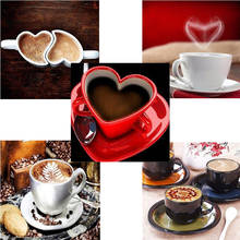 Pintura de diamante 5D DIY "Moring Coffee Heart", foto personalizada, mosaico de diamantes de imitación colorido hecho a mano, decoración de la pared de la habitación del hogar 2024 - compra barato