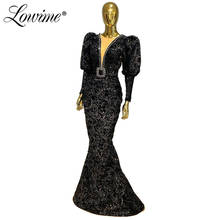 Vestido de festa islâmico preto com glitter, vestido personalizado de baile, 2020, vestido dubai, feminino, festa noturna 2024 - compre barato