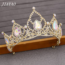 Corona de boda de cristal con diamantes de imitación, accesorios para el cabello de novia, Tiara de novia de cristal colorida y corona, tocado de princesa reina 2024 - compra barato