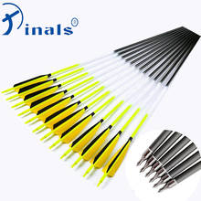 Pinals Archery Spine 300 340 400 500 600 Carbon Arrows ID6.2mm Turkey Vanes Bright Yellow Compound Recurve Bow Hunting 12PCS 2024 - buy cheap