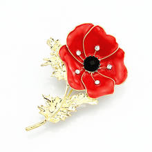2.6 Inch Red Poppy Pin Brooch Gold Tone Poppy Flower Brooches UK Fashion BROOCH 2024 - buy cheap