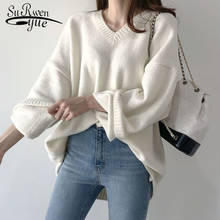 Casual V-neck Sweater 2022 Spring Autumn Winter Long Sleeve Women Knitted Sweater Pullover Solid Loose Female Jumper Knitwear 2024 - buy cheap