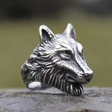 Retro Simple Punk Wolf Head Ring Fashion Domineering Men's Viking Wolf Head Silver Color Ring Trend Men Motorcycle Party Jewelry 2024 - buy cheap