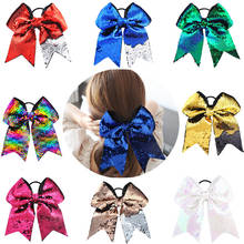 8Inch Large Cheer Bow Hair Accessories Sequnis Colorful Hair Bows Elastic Hair Hande Handmade Hair Ties Ponytail Holder Headwear 2024 - buy cheap