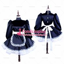 fondcosplay adult sexy cross dressing sissy maid short black Satin dress with buttons apron uniform Tailor-made [G1560] 2024 - buy cheap