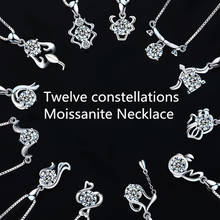 Collar con colgante de moissanita para mujer, plata 925 Original, 12 Constelaciones, prueba de diamante, 1 quilate D, cadena de piedras preciosas 2024 - compra barato