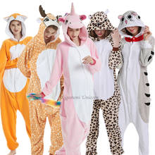 Pijamas de franela de unicornio Kigurumi para mujer, ropa de dormir de dibujos animados de animales, Onesies para adultos, Cosplay de gato, 2019 2024 - compra barato