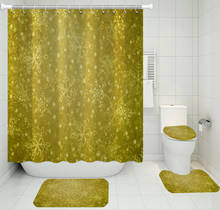 3/4 Pieces Gold Blanket Shower Curtains Sets Merry Christmas Rugs 3D Print Home Textile Bathroom Mat Polyester Cartoon Bath Sets 2024 - buy cheap