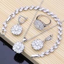 Conjunto de joyería nupcial de circonia cúbica blanca Natural, joyería de plata 925, pendientes, colgante, collar, conjuntos para mujeres 2024 - compra barato