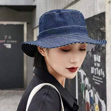 Chapéu jeans feminino de dois lados, chapéu chique coreano chapéu de proteção solar verão 2024 - compre barato