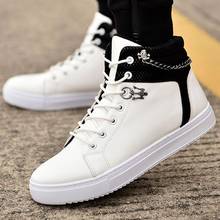 New Men's Casual Shoes Lace-up Men Fashion Chain High Top Sneakers High Pipe Retro Comfortable Men's Flat Sneakers Size 38-45 2022 - buy cheap