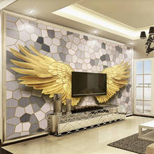 Customized Wallpaper 3d papel de parede Nordic Modern Gold Angel Wings Mosaic Stone Pattern Mural TV Background Wall paper обои 2024 - buy cheap