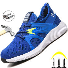 Tênis de segurança masculino, sapato leve de aço para proteção dos dedos dos pés, anti-esmagamento, calçado de trabalho para homens 2024 - compre barato