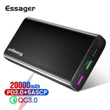 Портативное зарядное устройство Essager, 20000 мАч, PD QC 3,0, быстрая зарядка, внешний аккумулятор USB C для Xiaomi, Samsung 2024 - купить недорого