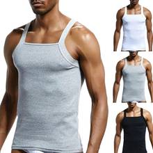 2020 New Casual Men Solid Color Sleeveless Slim Vest Breathable Fitness Home Cotton Tank Top fitness sports vest Gift 2024 - buy cheap