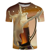 Летняя мужская футболка 3D с коротким рукавом с рисунком пива, Забавные топы с круглым вырезом и 3D принтом, уличная футболка 2024 - купить недорого