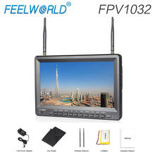 Feelworld FPV1032 10,1 дюймов ips FPV монитор со встроенным аккумулятором двойной 5,8G 32CH Приемник Разнообразие 1024x600 беспроводные экраны 2024 - купить недорого