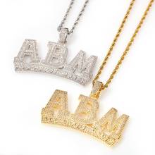 Хип-хоп AAA CZ циркониевые украшения iced out ABM буквы подвески золотые серебряные цвета для мужчин женщин рэппер ювелирные изделия подарки 2024 - купить недорого