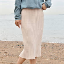 Falda de tubo con abertura en la espalda para mujer, falda elegante de punto informal, de cintura alta, para primavera y otoño 2024 - compra barato