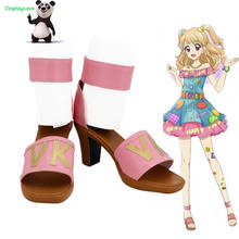 Cosplaylove aikatsu! Kit de bota longa de couro personalizado para fantasia, 2th, natsuki, mikuru, rosa 2024 - compre barato