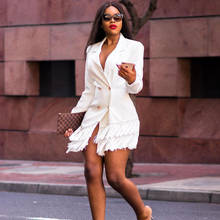 Black White Business Office Dress Women Long Sleeve Double Breasted Tassel Elegant Work Wear Blazer Party Mini Dress Vestidos 2024 - buy cheap