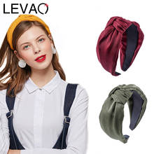 Женский ободок LEVAO, винтажный однотонный ободок с широкими полями, повязка на голову с узлом, дизайнерские женские ободки, аксессуары для волос 2024 - купить недорого