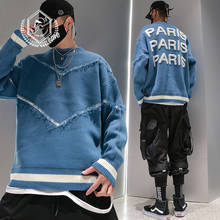 Men Loose Knitwear Fashion Paris Embroidery Hip Hop NEW Sweaters 2024 - buy cheap