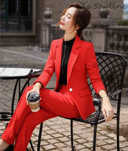 Fashion Styles Ladies Office Blazers Suits with2 Piece Set Pants and Jackets Coat Elegant Red OL Styles Ladies Pantsuits 2024 - buy cheap