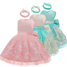 Платье для маленьких девочек Новое Кружевное платье принцессы бантик, Милая юбка-пачка для принцесс платье для маленьких девочек на день рождения 2024 - купить недорого