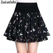 Zuolunouba verão moda sexy saias femininas preto com shorts de renda floral chiffon três camadas saias curtas 2024 - compre barato