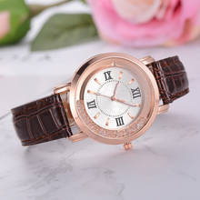 2019 женские часы Кожаный браслет со стразами наручные часы женские модные часы женские аналоговые кварцевые часы QG 2022 - купить недорого