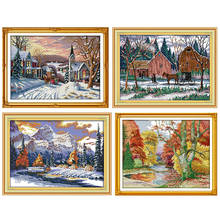 Joy Sunday Cross Stitch Kits Stamped The Snow of Winter Embroidery 11CT 14CT Counted Printed Needlework Decoration Patterns Sets 2024 - buy cheap